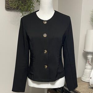 Allegra K Black Button-Up Blazer